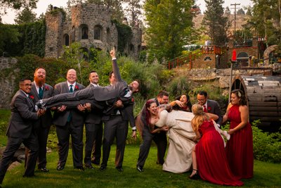 Bridal Party Group Photo at Dunafon Castle Fantasy Wedding