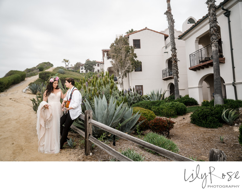 Walking Trail Santa Barbara Bacara Wedding Couple