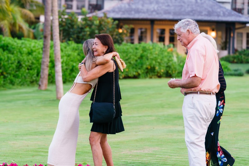 Mother hugging newly engaged daughter Half Moon Jamaica Mother hugging newly engaged daughter Half Moon Jamaica