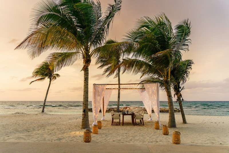 Beach setup for engaged couple, Half Moon Jamaica Beach setup for engaged couple, Half Moon Jamaica