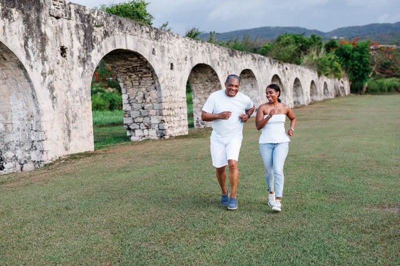 Heather David running Rose Hall aqueduct Jamaica Heather David running Rose Hall aqueduct Jamaica