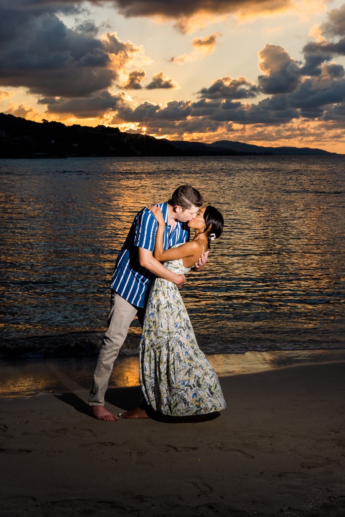 Crystal Barrett dip kiss Round Hill beach Jamaica Crystal Barrett dip kiss Round Hill beach Jamaica