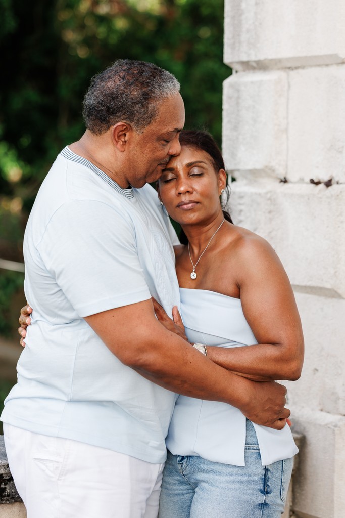 Heather David embrace Rose Hall balustrade Jamaica Heather David embrace Rose Hall balustrade Jamaica