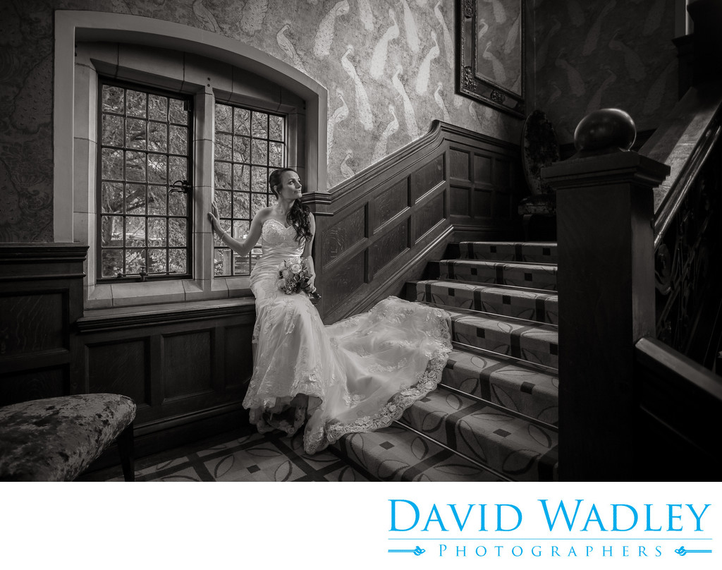 Bride photographed in Moxhull Hall Hotel.