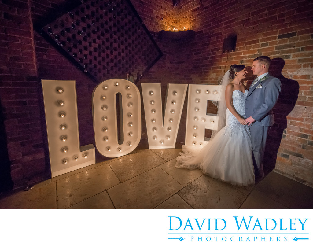 Love on the Wedding day for the happy couple at Shustoke Barns