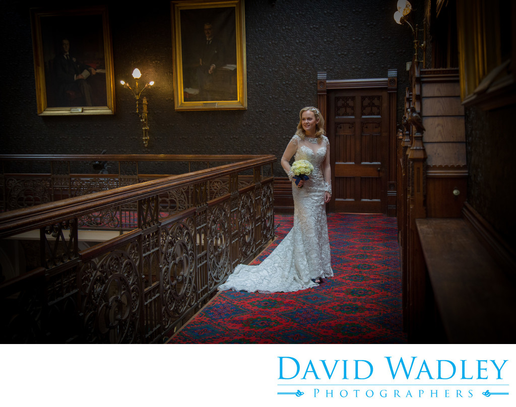 Wedding photograph of bride inside Highbury Hall.