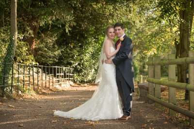 Bride & Groom in the grounds of New Hall Hotel in Sutton Coldfield