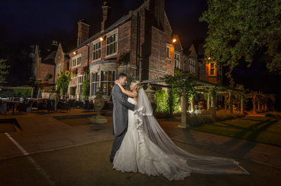 Nightime for wedding photography at Moxhull Hall Hotel