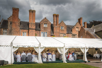 The marquee during the wedding breakfast at Grafton Manor Hotel.