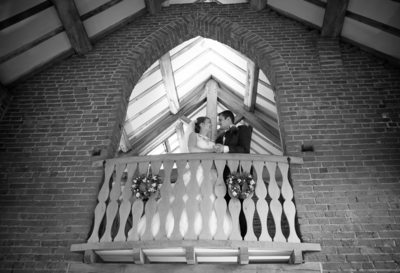Balcony rustic wedding at Shustoke Barns.