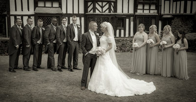 Bridal party with the Bride & Groom at Nailcote Hall.