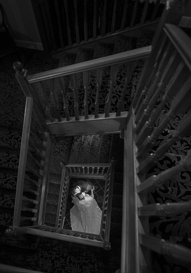 Stairs with Bride & Groom
