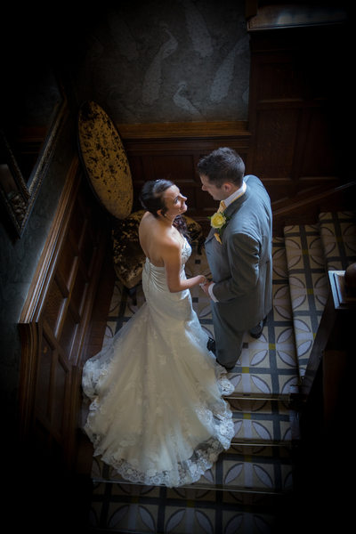 Bride & Groom together photographed in Moxhull Hall Hotel.