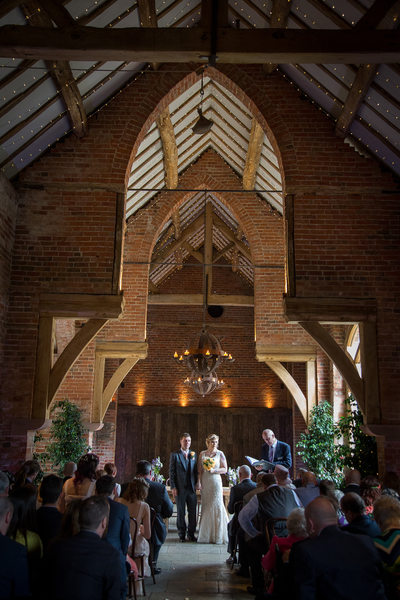 Wedding ceremony in Shustoke Barns
