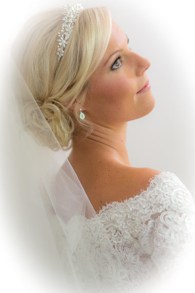 Bride in white at Nailcote Hall.