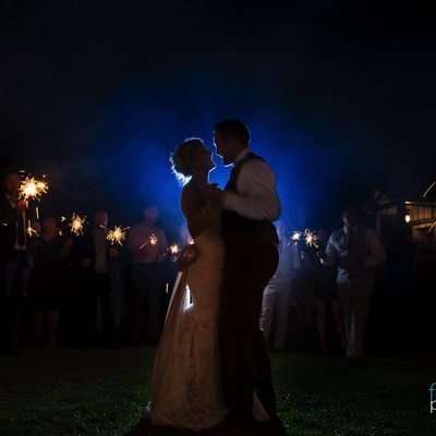 Sparkling night wedding portrait 
