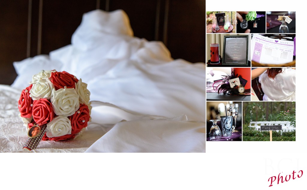 Wedding Album Detail Page showing dress w Flowers
