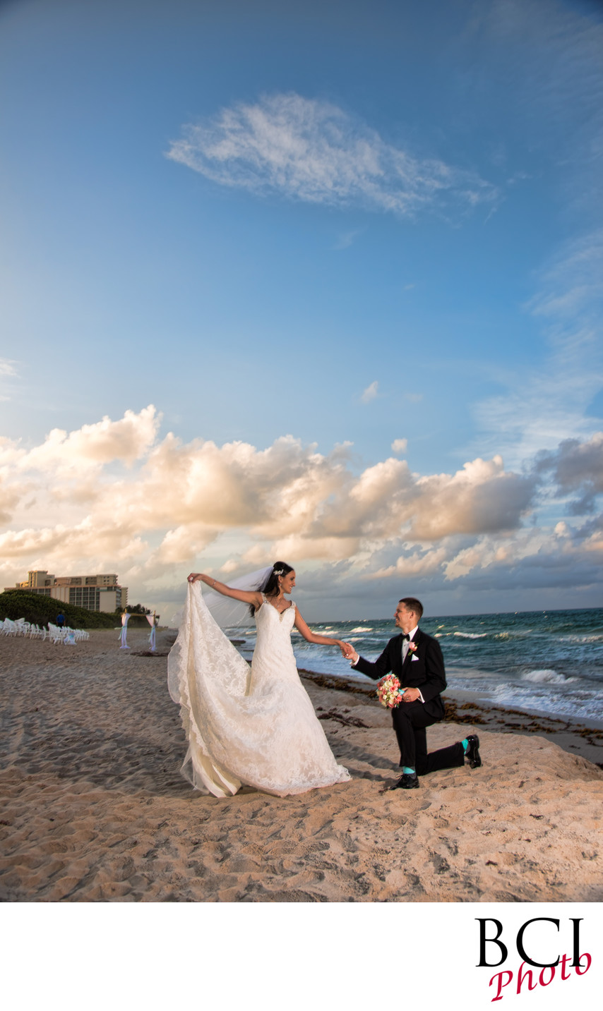 First wedding dance on the beach portrait