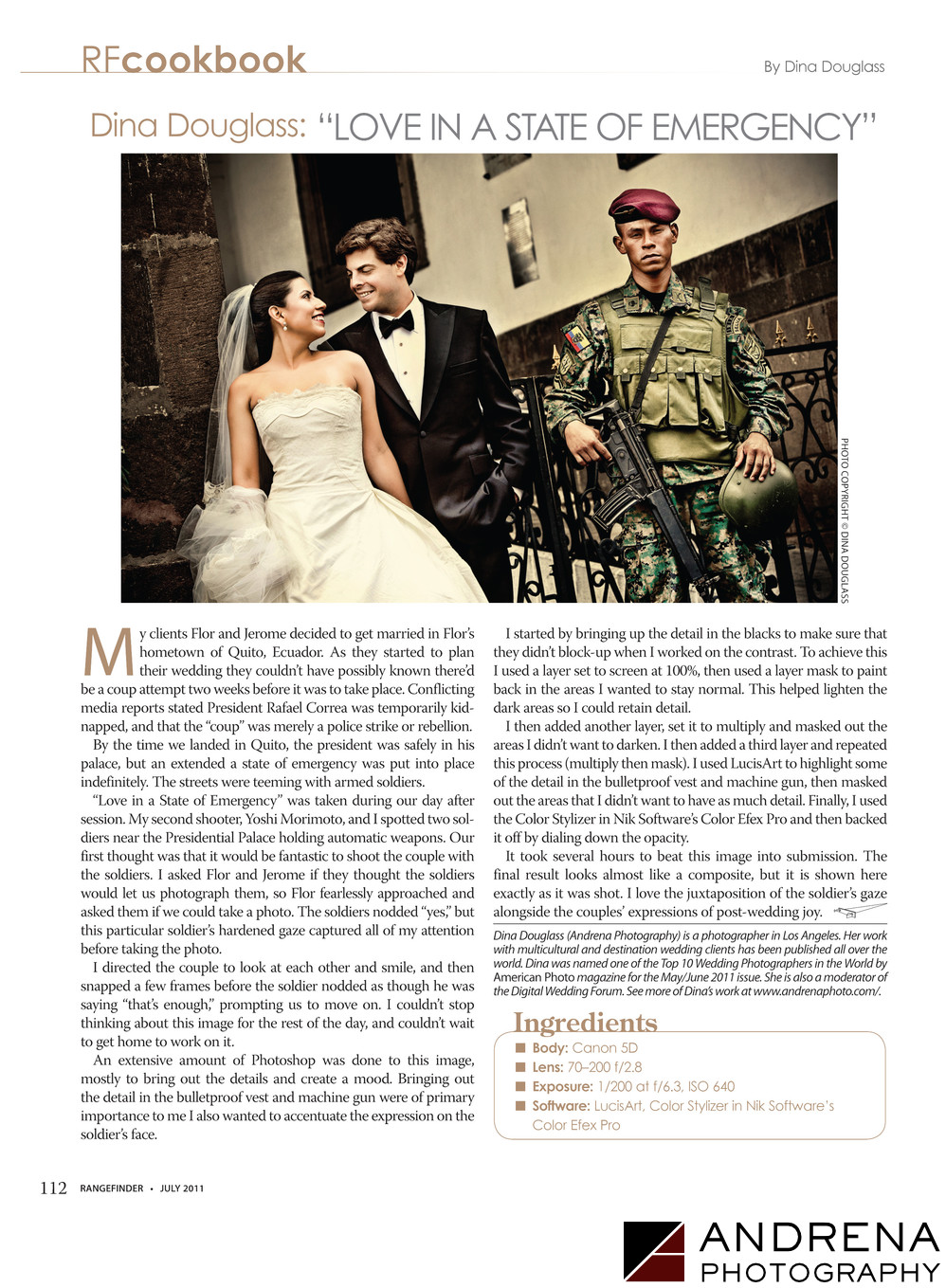 Andrena Photo Wedding Photo with Soldier in Quito Ecuador Rangefinder Magazine