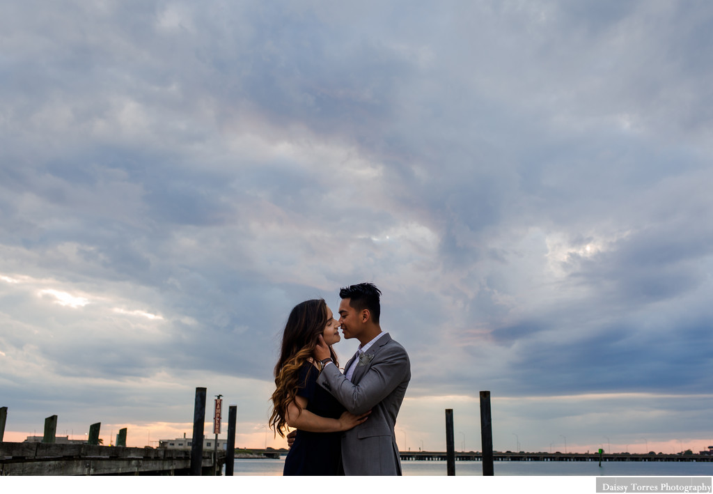 Storm and couple during engagement session