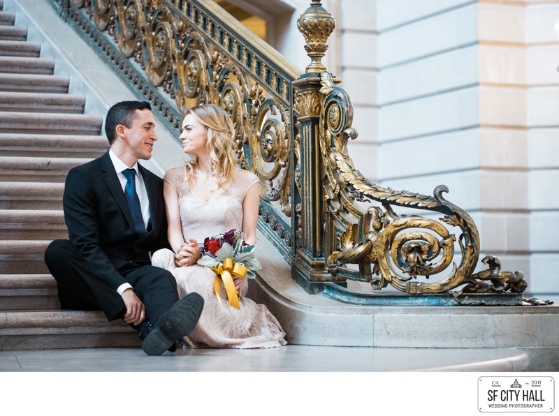 A Beautiful couple on a grand staircase