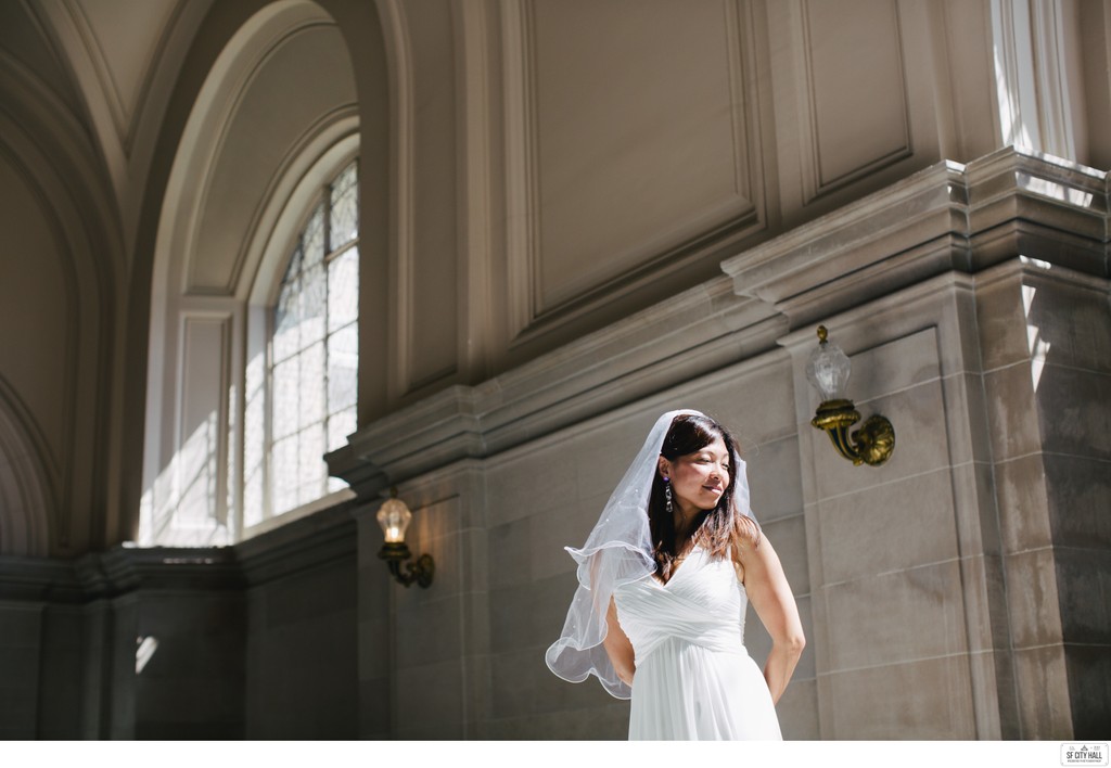 Thoughtful Bride at SF City Hall