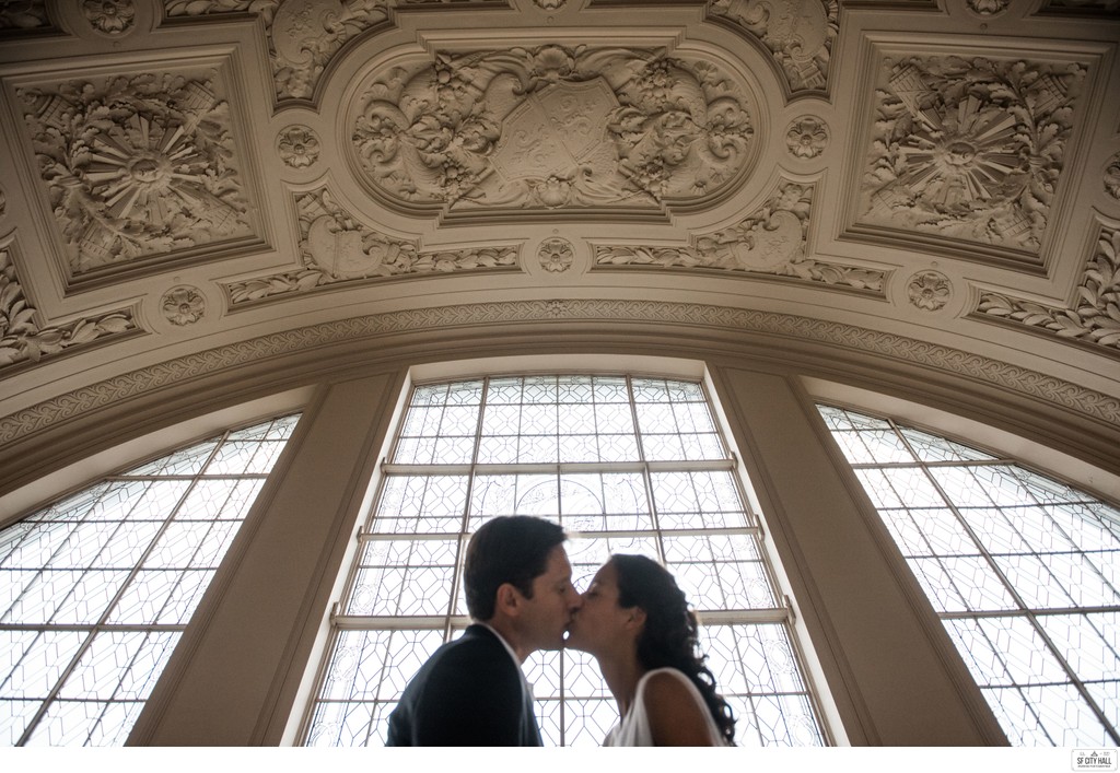 Kissing by the Window at SF City Hall