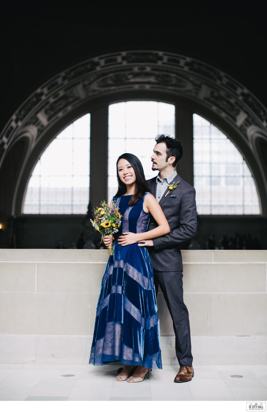 Bride in a Blue Dress at SF City Hall