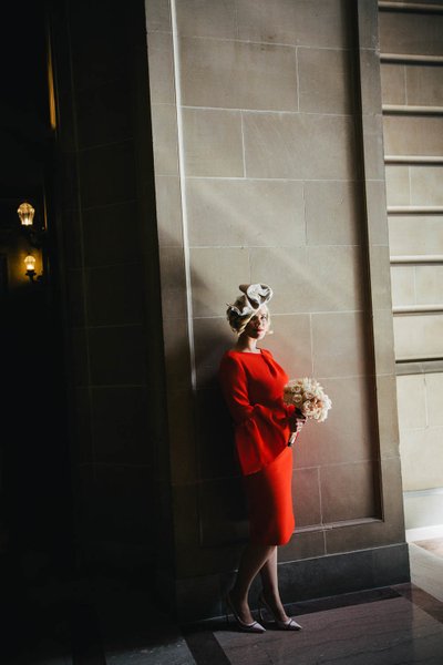 Bride in a Red Dress at SF City Hall 2