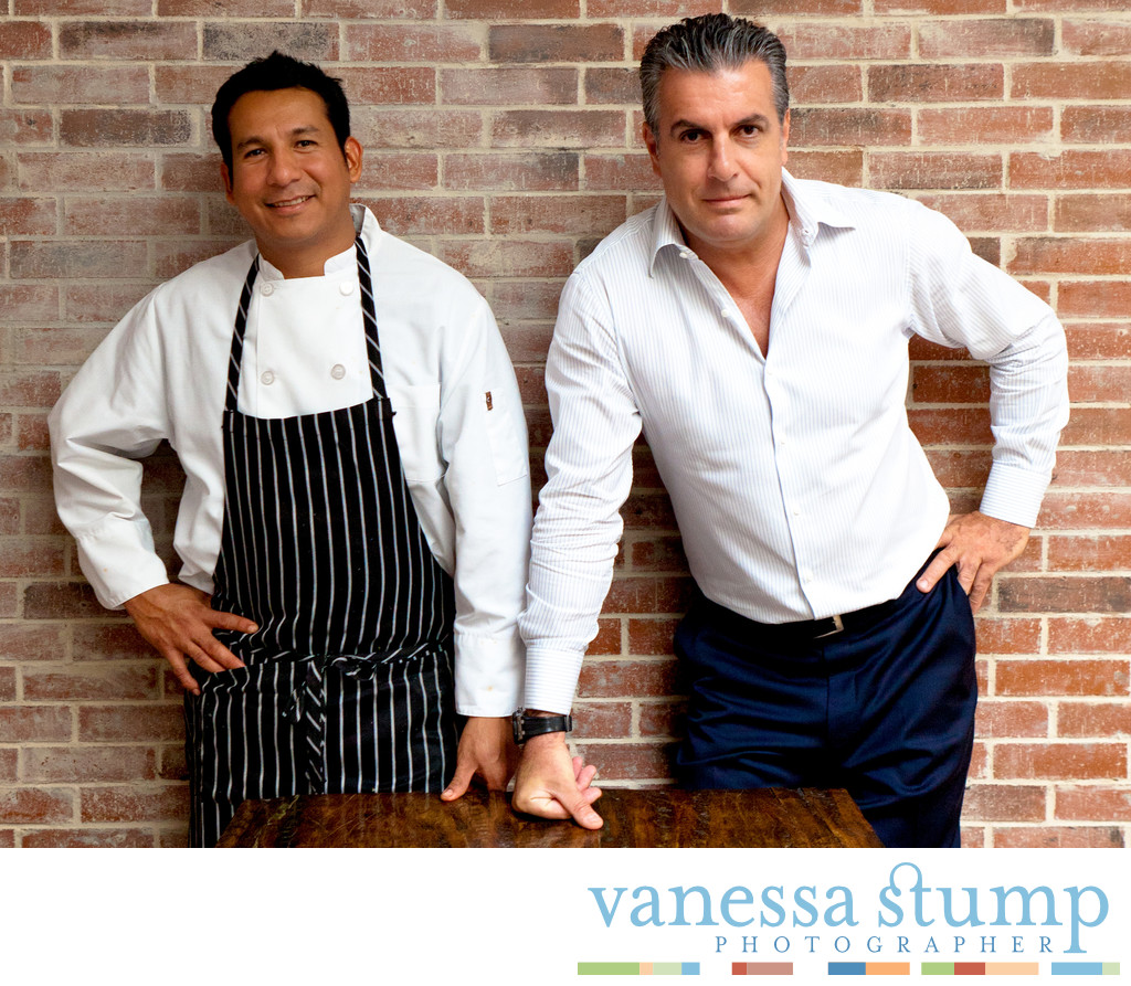Portrait of chef Jesus Gutierrez and owner Armando Pucci