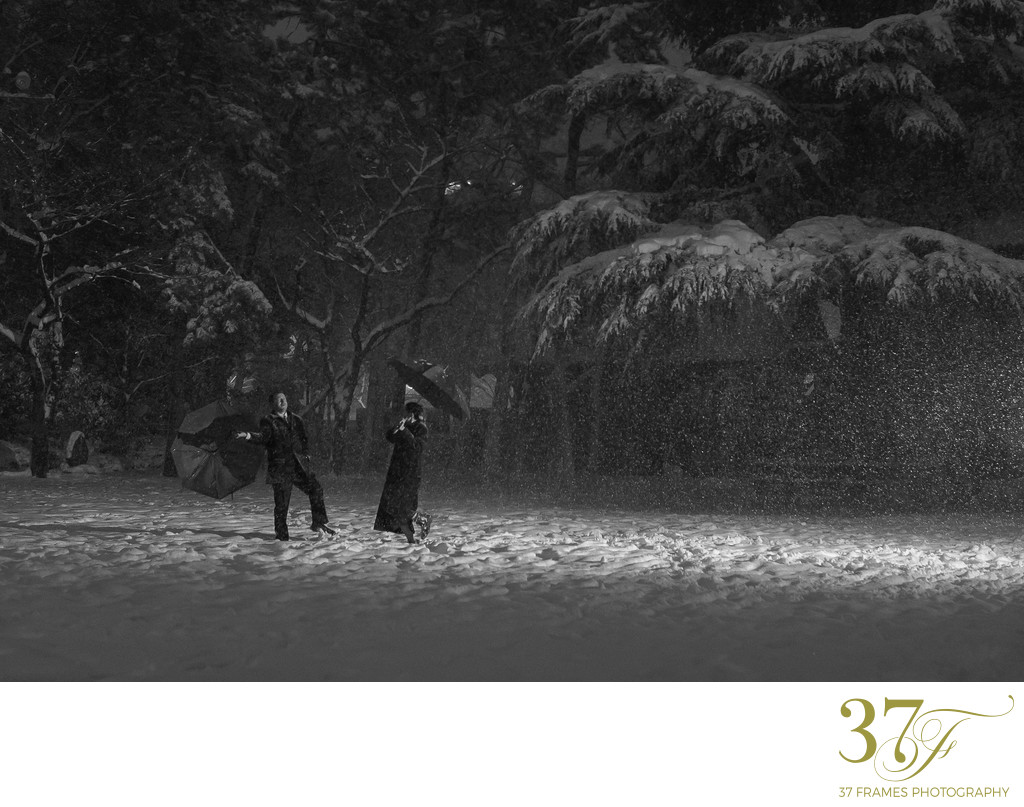 Couple Photography in the Snow at Night.