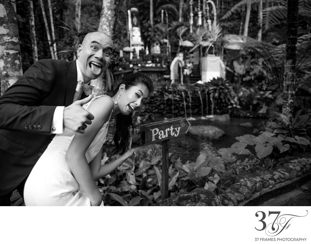 Bride and Groom having fun at their Bali Wedding