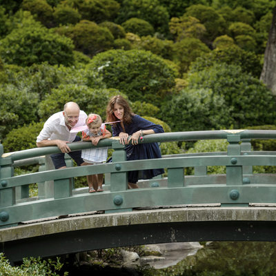 Tokyo Family Photos | The Green Japanese Bridge at Nezu