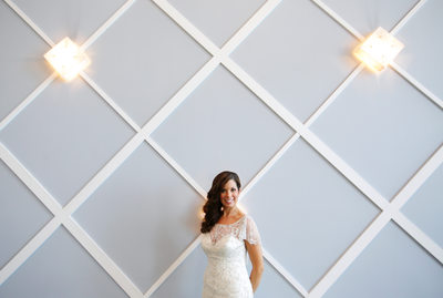 Portofino Redondo Beach Wedding Bride Alone Wall shot