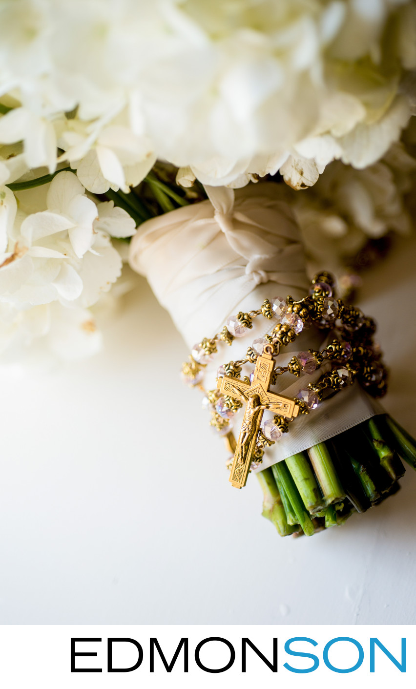 Catholic Wedding Bouquet Rosary Detail