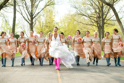 Springtime Pink Hunter Boots For Southern Hills Bride