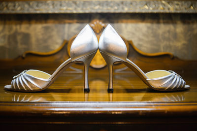 Park Cities Bride's Shoes On Table In Her Home