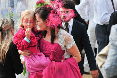 Wedding In Rome, Italy As Bride Carries Flowergirl