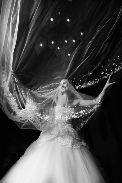 Flying Veil Creates Dramatic Bridal Portrait