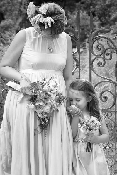 Simple Kiss By Flower Girl Touches Los Poblanos Bride
