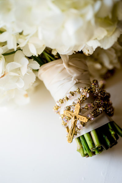 Catholic Wedding Bouquet Rosary Detail