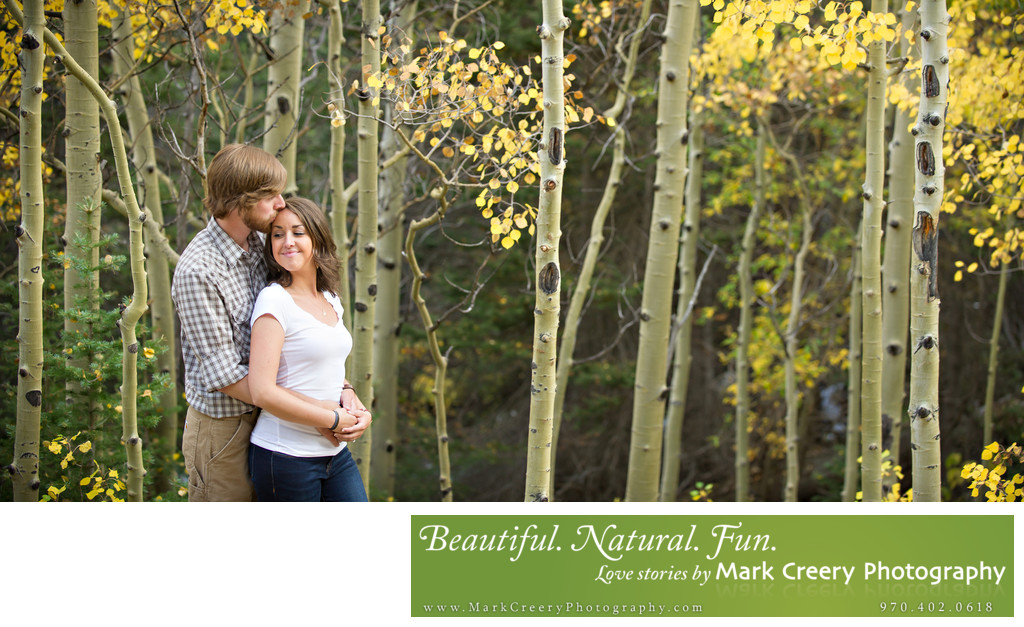Engagement photos in the aspen trees