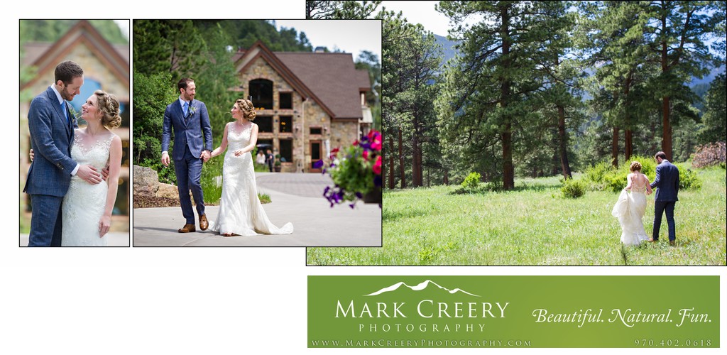 Bride and groom walking at Della Terra Mountain Chateau