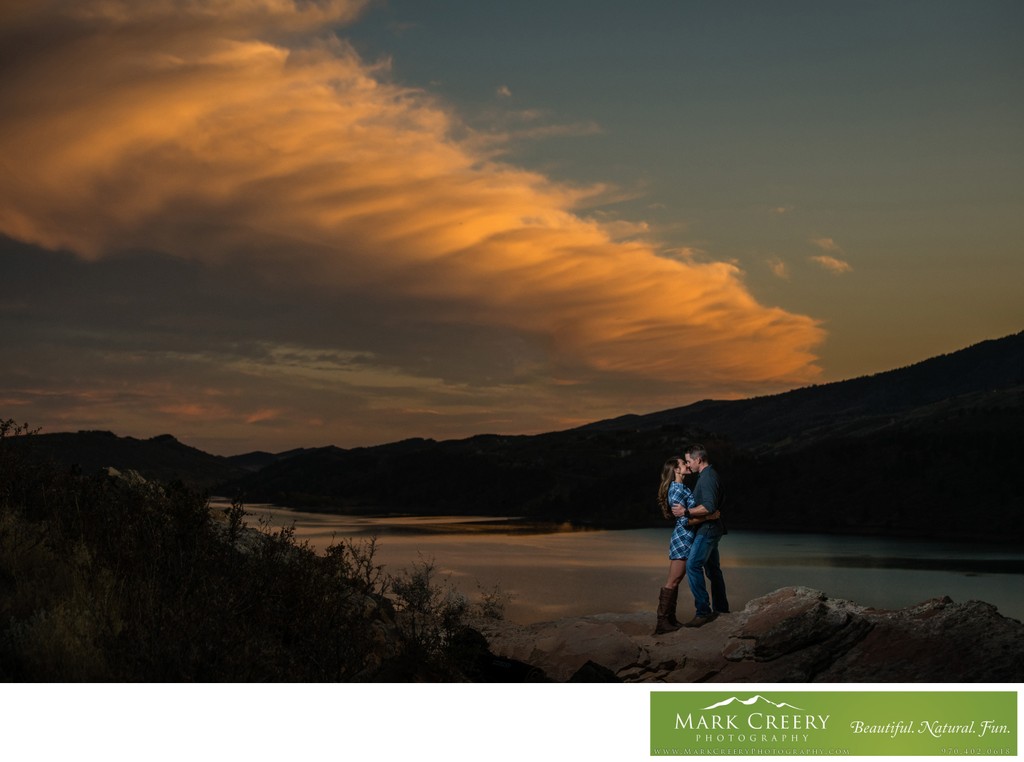 Sunset engagement photo in the Colorado foothills