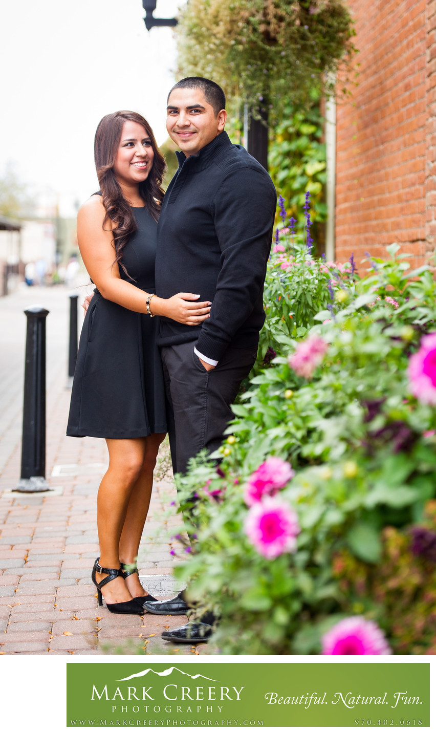 Engagement portraits in Old Town Fort Collins