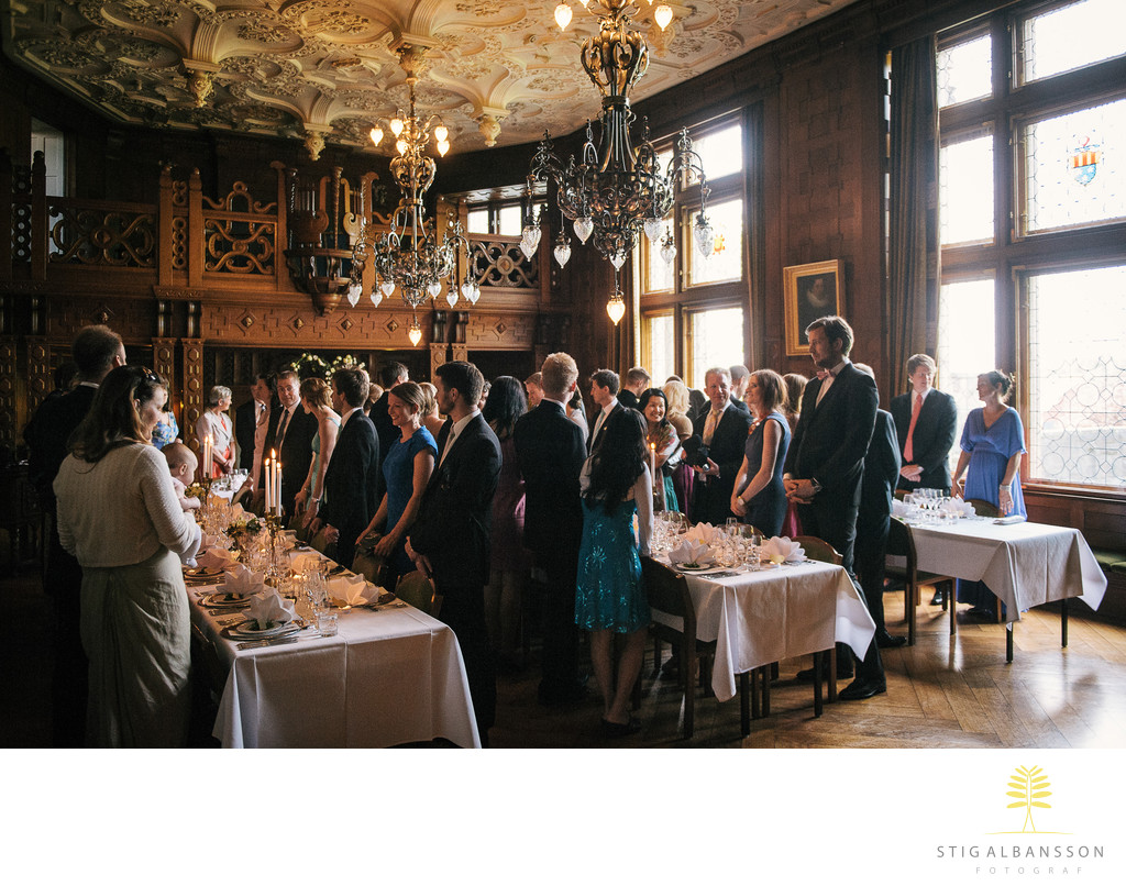 Start av middag vid bröllop på Tjolöholms slott