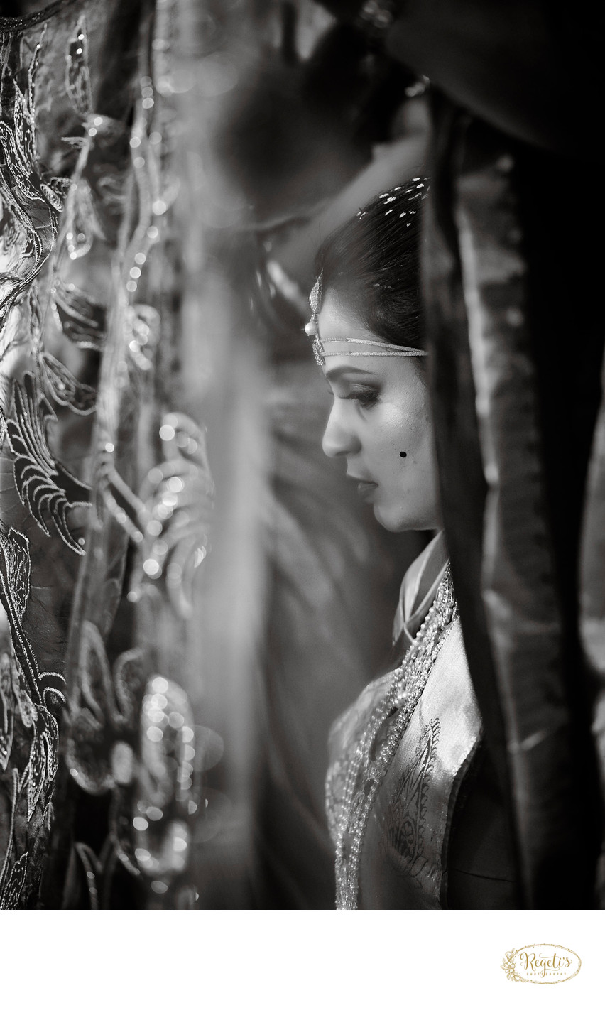 Indian Telugu bride behind a veil 