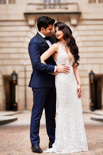 South Asian Bride and Groom at Andrew Mellon Auditorium in DC