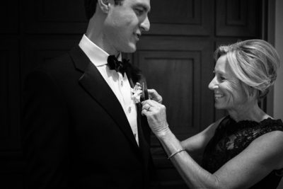 Corsage Pinning in Downtown Houston Wedding Photography
