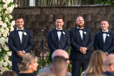 Happy Groom, laughing groomsmen - Wychmere Wedding